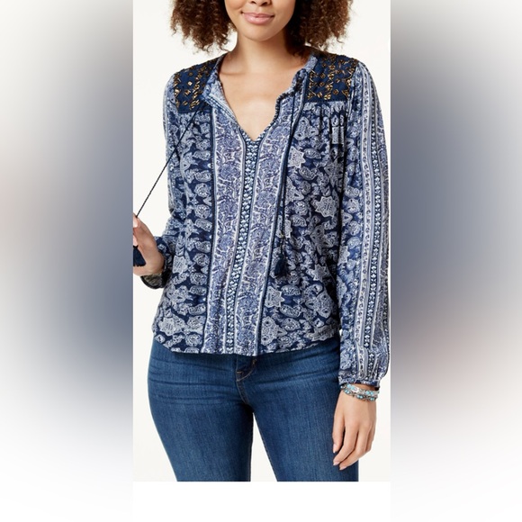Lucky Brand Tops - Lucky Brand
Beaded-Shoulder Peasant Top